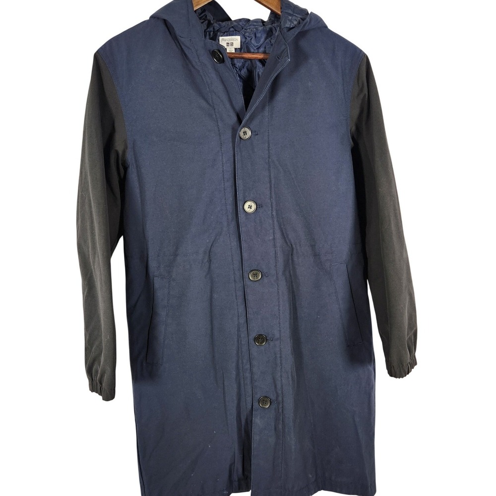 JW‎ Anderson X Uniqlo Navy Black Colorblock Long Line Coat Jacket Size 13